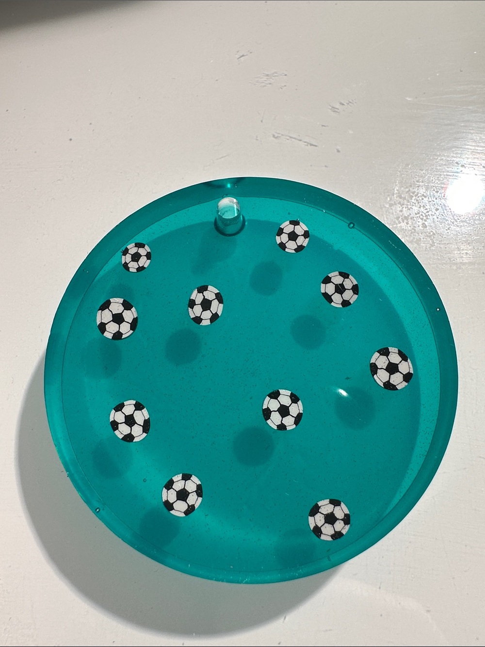 Green Resin Tag with Soccer Ball Accents